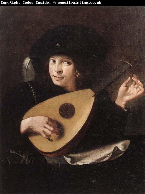 unknow artist A Young man tuning a lute